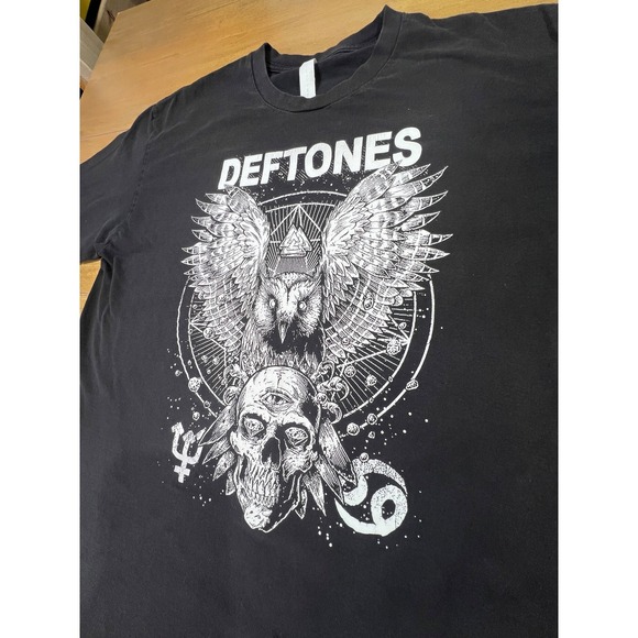 Deftones Graphic T Shirt Black Owl Skull Print Men's Size XL - Picture 3 of 6